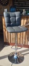 Bar Stools X2 Chrome Grey faux leather adjustable height. Used.