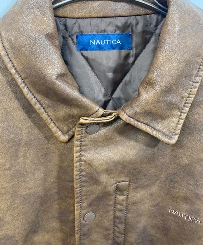 Nautica x FREAK'S STORE Faded Vegan Leather Blouson Jacket Men's Size 1 Brown image 7