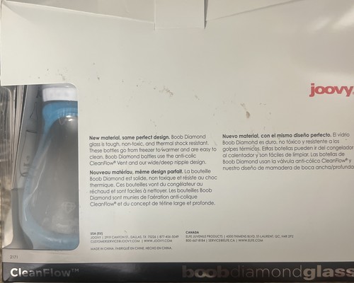 3 Pack Joovy Boob Diamond 8 oz Glass Baby Bottles New Sealed Blue - Picture 2 of 2