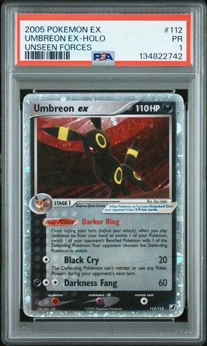 TAIL SWIRL PSA 1 2005 Pokemon EX Unseen Forces Umbreon EX Holo Foil 112/115