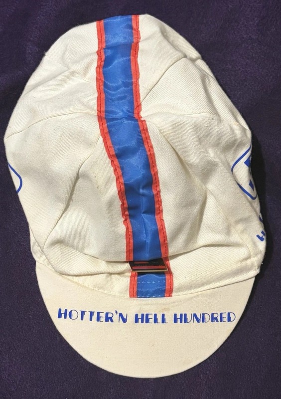 VTG Bud Light Hotter'n Hell Hundred White Cycling OSFM Cap Adults Italy W/Pin