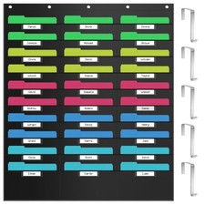 30 Pockets Hanging Wall File Organizer Heavy Duty Holder A4 Paper 5 Hangers