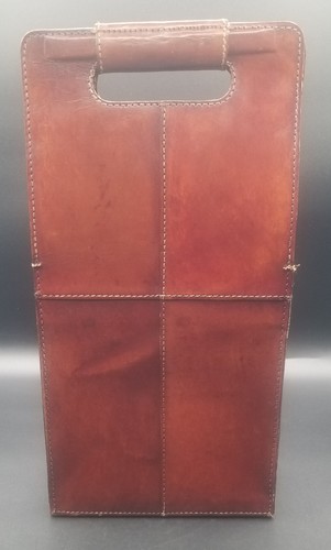 Gump's San Francisco Leather Double Wine Carrier Handcrafted Leather - Picture 3 of 7