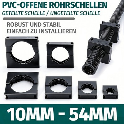 Kunststoff Rohrclip Offene / Geschlossener Rohrschellen Wandhalterung 10MM-54MM