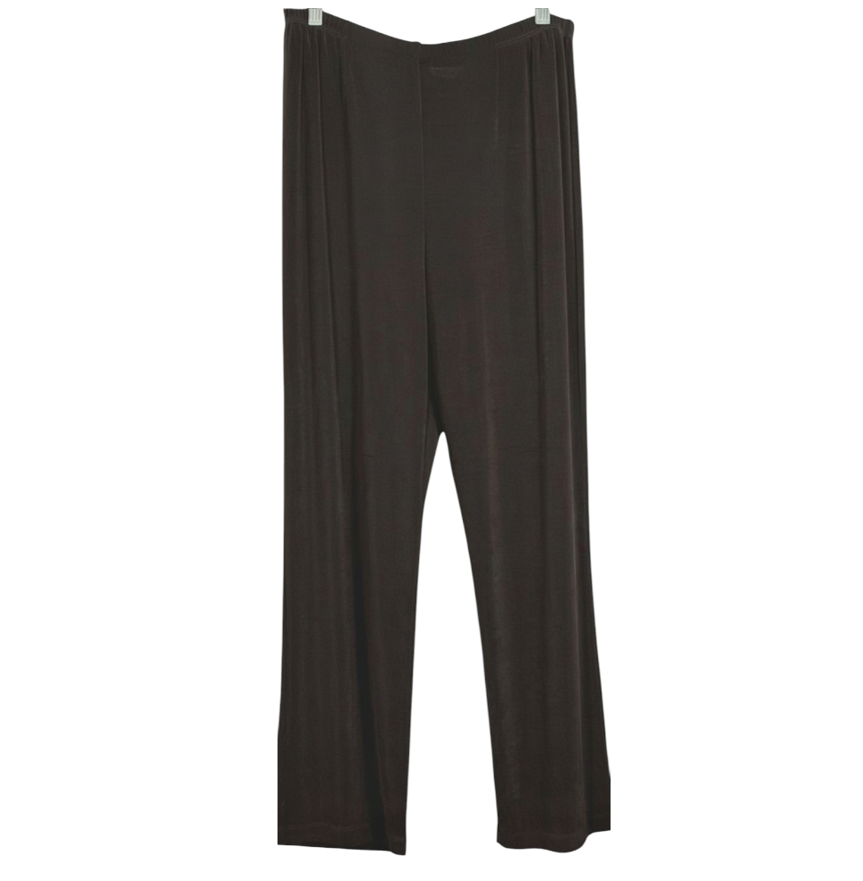 CHICO'S Travelers Brown Pants NO TUMMY FLAT FRONT Straight Leg Knit Stretch M-2