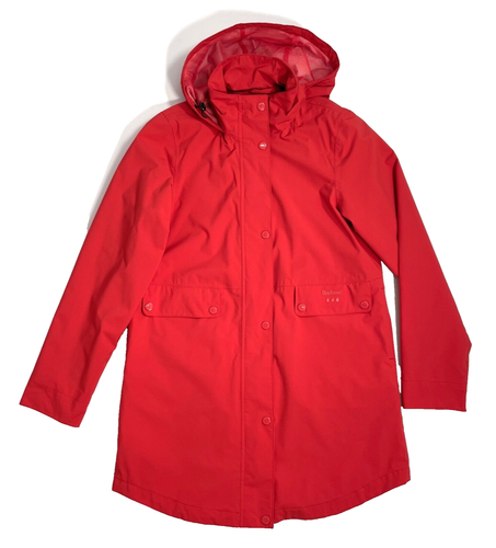 Barbour Katafront Concealed Hood Waterproof Jacket / Rain Coat, Poppy Red, US-4 - Picture 5 of 21