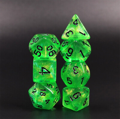 RPG Würfel Set 7-teilig Waldmeister Würfelzeit w4-w20 DND Poly Rollenspiel DSA