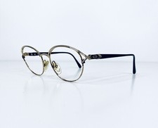 Vtg Christian Dior Gold Black Metal Oval Acetate Glasses Austria 2706 54 17 135