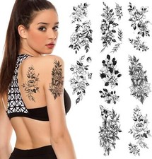 Temporary Tattoos, 8 Sheets 3D Extra Large Waterproof Sexy Flowers Fake Tattoo