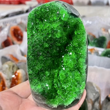 Crystal Geode Rocks Cluster Quartz Stone Mineral Crystal Rock 300-400g Green