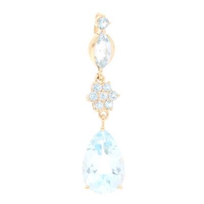 9Carat Yellow Gold Sky & Swiss Blue Topaz Drop Pendant (9x38mm)