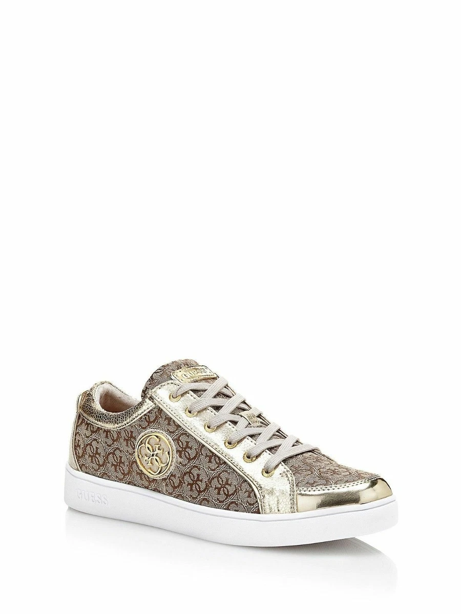 SCARPE SNEAKERS DONNA GUESS FLGNN3FAL12 PELLE ORO ORIGINALE PE NEW