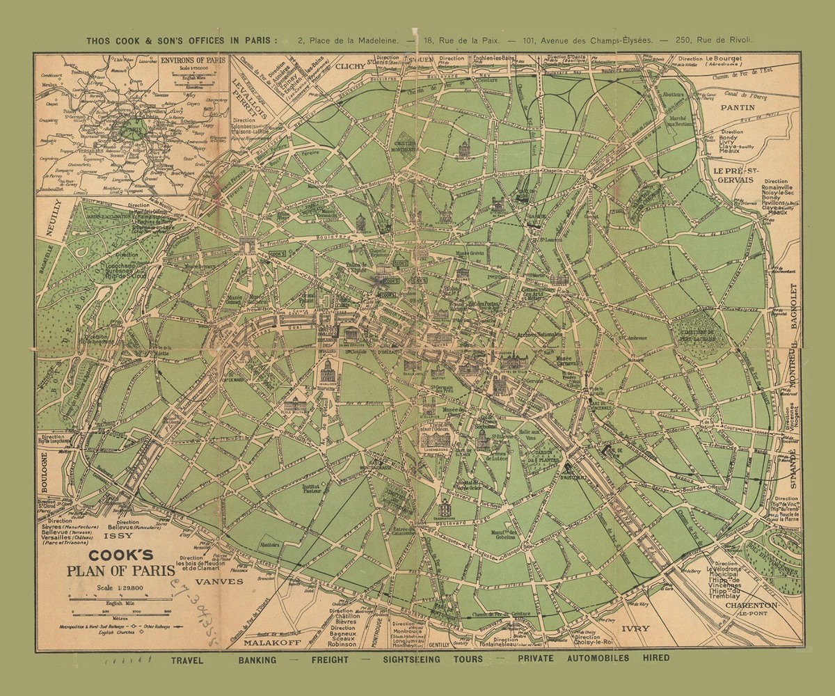 1920 Map of Paris France | eBay