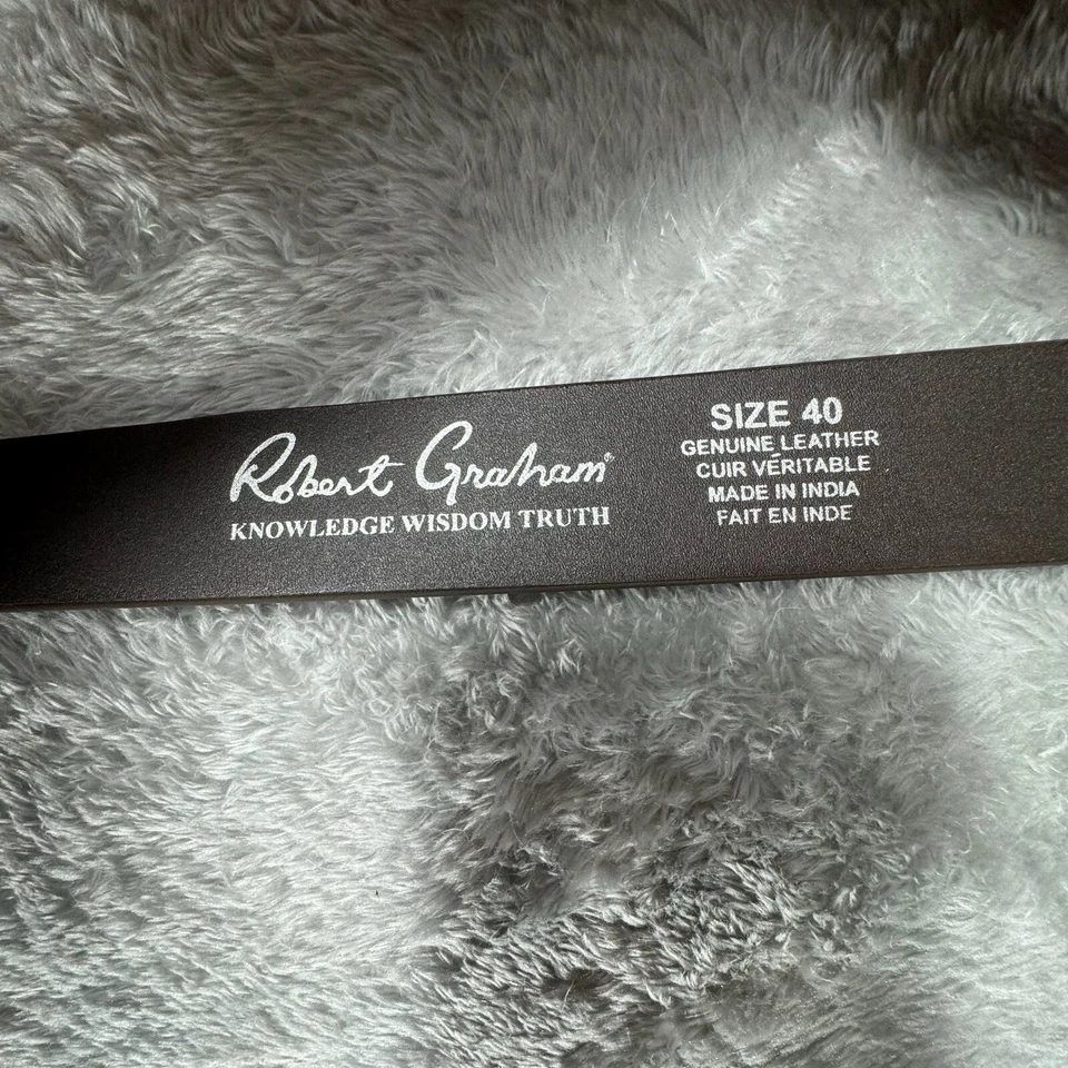 Cinturón ROBERT GRAHAM Hombre 40 Borgoña Gamuza Tono Plateado Hebilla Vino Foto 3 de 4