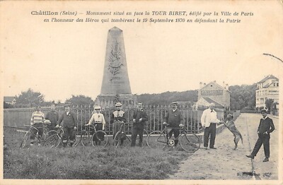 Old postcard 92 CHATILLON MONUMENT IN FRONT OF THE TOUR BIRET
