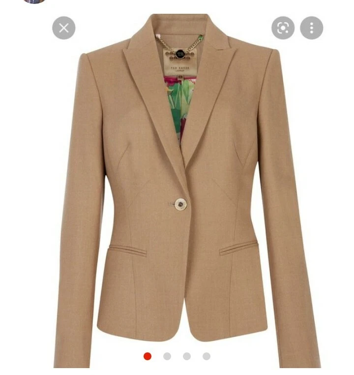  Ted Baker Camel Upala Blazer шерсти, кашемира смесь куртка 1uk 8 и брюки 2 uk 10 - Изображение 3 из 4