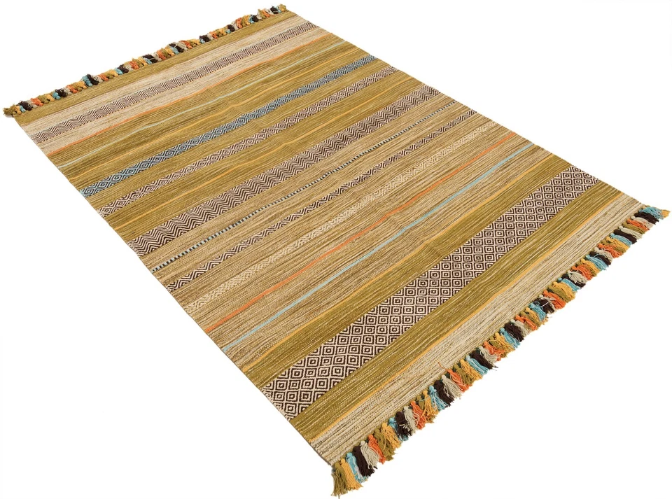 Kelim Indien 230x160 CM Tissés à la Main Tapis, Kélim , Tapis, Tapis , Jaune - Photo 3/4
