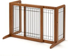 Freestanding Pet Gate Wood Autumn Matte NEW
