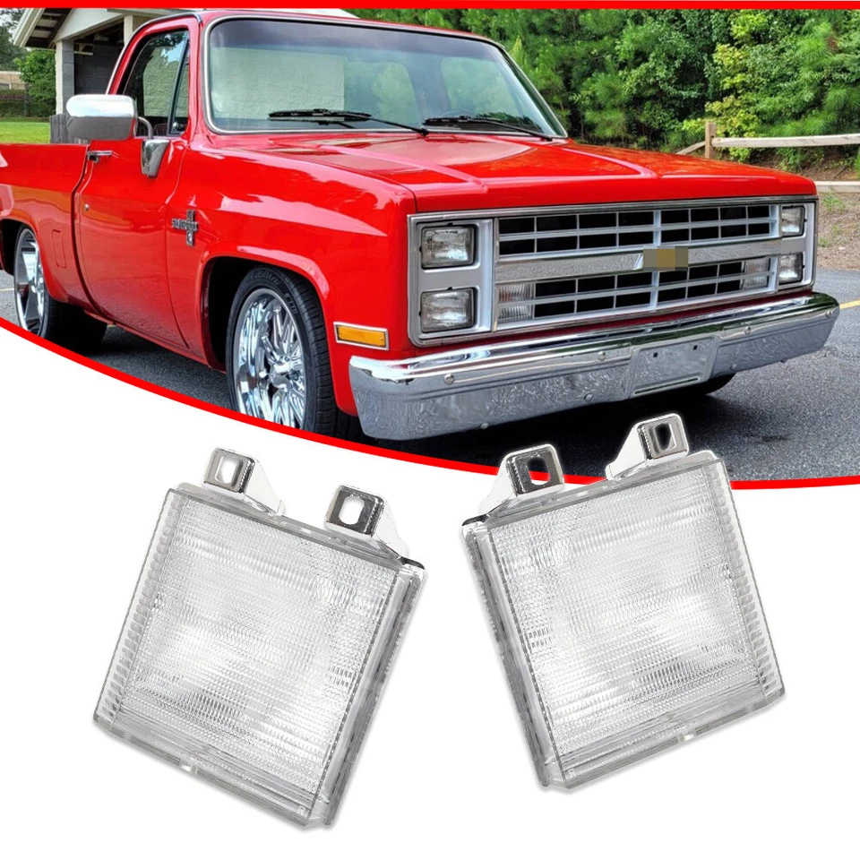 2X Chrome Front Turn Signal Side Corner Marker Lights For Chevy GMC Pickup Truck - Image 2 of 4