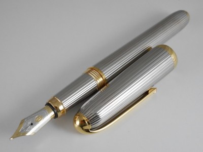 Louis Cartier Silver Plated GT Fountain Pen M (Excellent) FREE