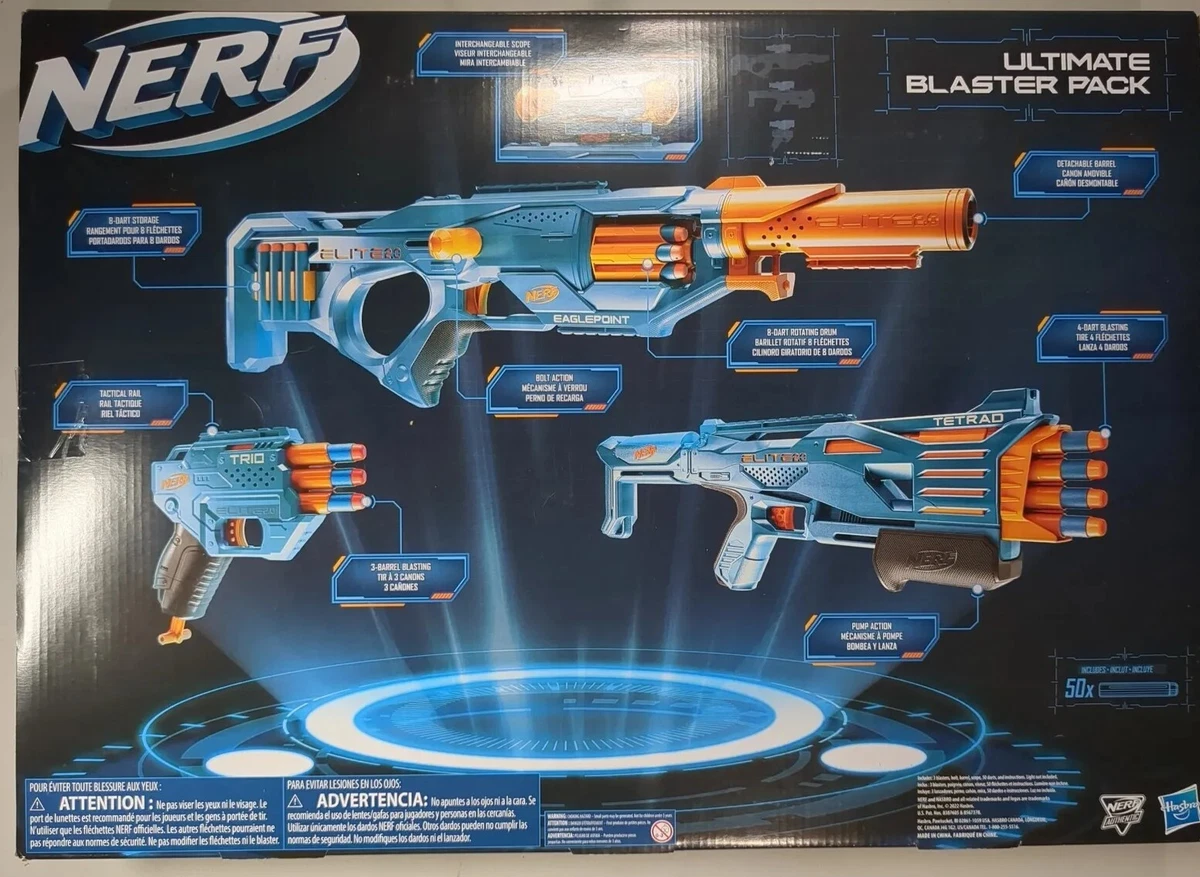 Hasbro Nerf Elite 2.0 Ultimate Blaster 3 Pack with 50 Darts New