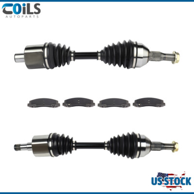 2 Front CV Axle Shaft For Chevrolet Impala 3.5L 2006-2009 w/4 Brake Ceramic Pads