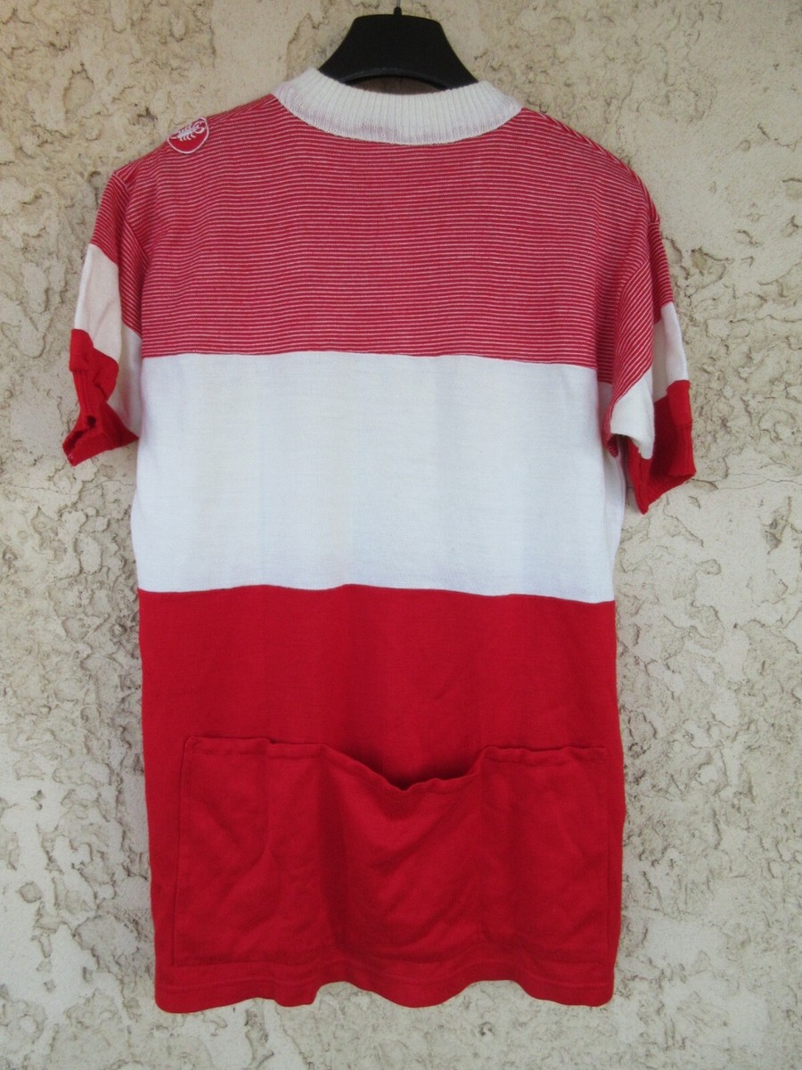 Maillot Cycliste Cycles TEC Acrylique 70'S Jaune et rouge Vintage jersey - M