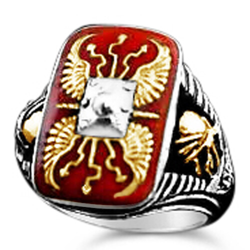 Roman Shield Mens ring Sterling Silver Lge