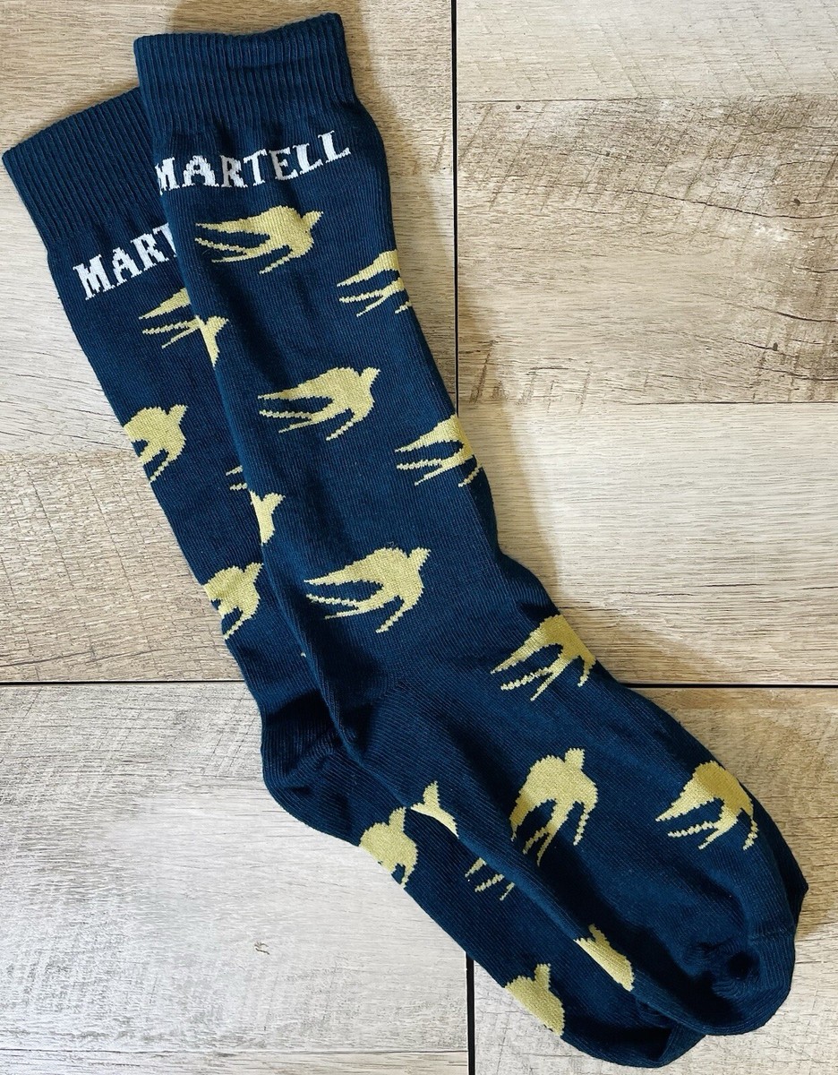 Martell Cognac Mens Dress Socks Bird Logo Navy Gold Martell Cognac Mens Dress Socks Bird Logo Navy Gold
