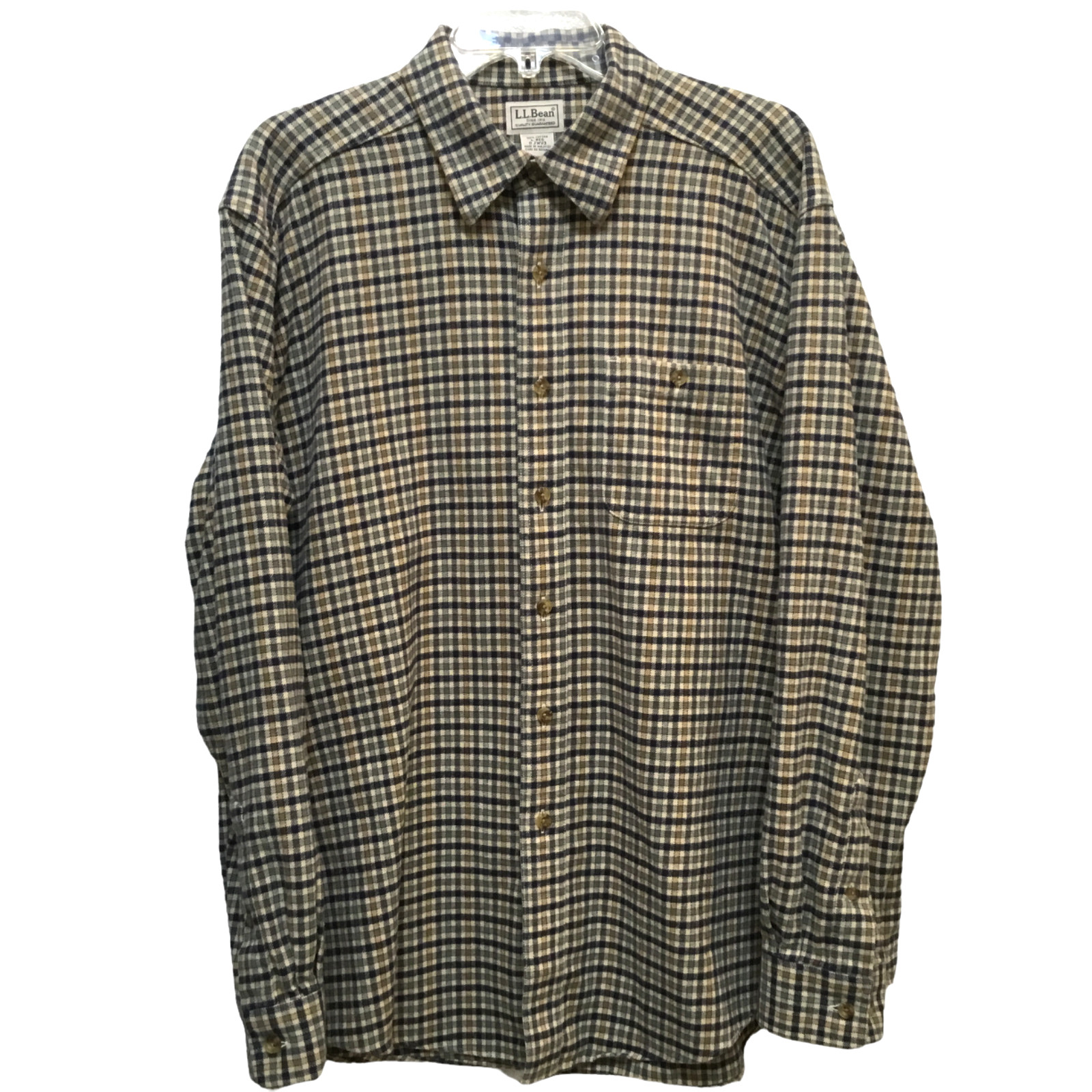 2 LL Bean Heavy Flannel Button Shirts Men’s L-REG Long Slv Pockets Multi Check