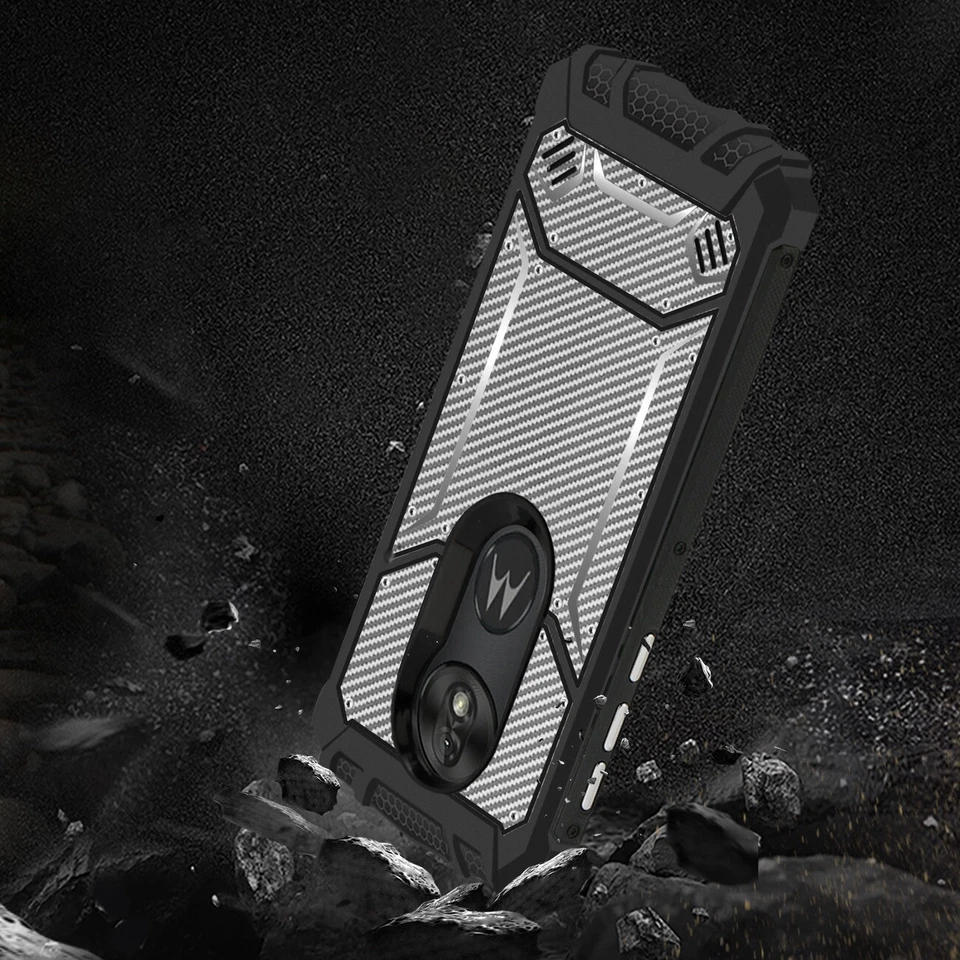 Motorola Moto G7 Power Placa Trasera Magnética Marco TPU Acero Inoxidable Cubierta Gris Foto 3 de 4