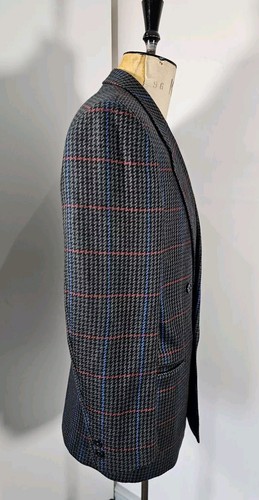 1980's Double Breasted Jacket Robert Brady Men's 40 Houndstooth English Medium - Picture 4 of 15