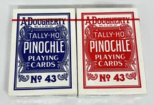 Tally-Ho No. 43 Playing Cards Pinochle Circle Back Made in Ohio Red/Blue Sealed
