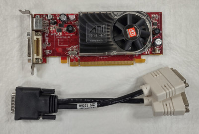 AMD ATI Radeon HD 2400XT PCI-E & Dual Monitor DVI Adapter Low Profile GPU
