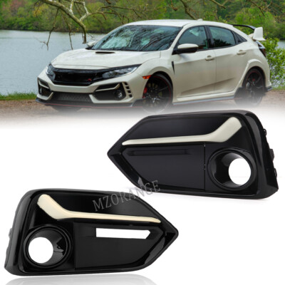 For Honda Civic 2020-21 Hatchback White Trim Bumper Fog Light Cover Left+Right