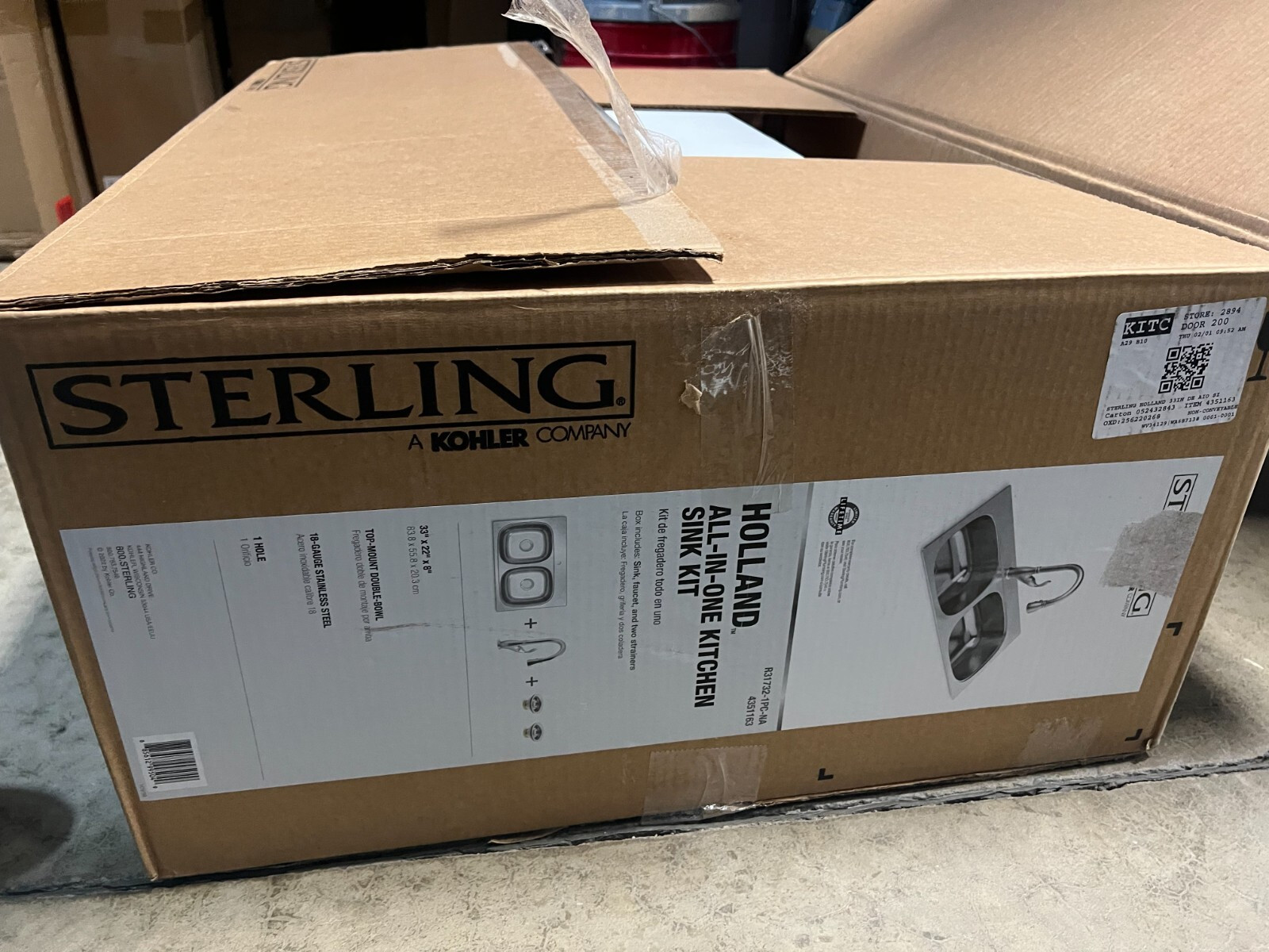 Sterling Holland Drop-in 33-in x 22-in Stainless Steel Double Bowl 18 Gauge KIt