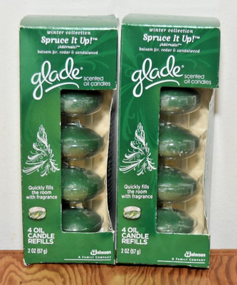 Glade Spruce It Up balsam fir cedar Scented Oil Candle Refills 2 4-Packs LOT