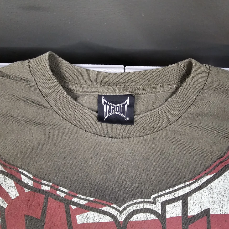 Vintage Tapout Tshirt Medium Olive Green Imperial Flag MMA Fighting Streetwear - Image 3 of 4