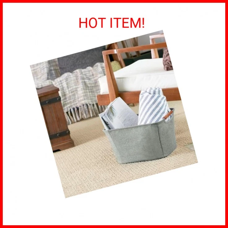 Household Essentials 623 Small Tapered Soft-Side Storage Bin with Wood Handles, - Image 2 of 2