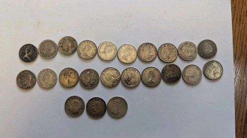 Lot of 23,  10 Cent Silver Coins Canada 1941 - 1967 Canadian prepper dimes!
