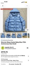 Moncler Maya Jacket Baby Blue 70th Anniversary Size Medium