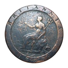 1797 UK Cartwheel Penny George III Copper Coin Britannia