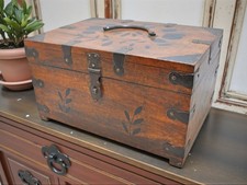 Cassa Di Stoccaggio In Legno Vintage Originale Fatta A Mano Con Metallo