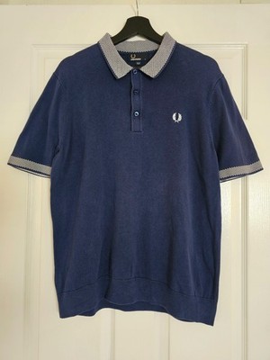 Fred Perry K1520 Knitted Polo in Navy/White Men size L