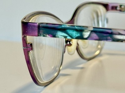 Ogi Evolution Eyeglasses Made In Italy Purple Turquoise Frames Only Case No Lens