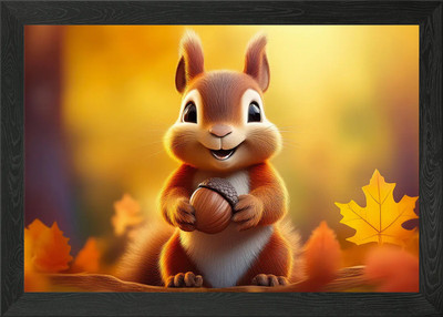 Cute and funny squirrel Framed Wall Art Poster Canvas Print Picture
