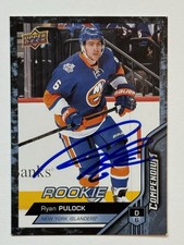 Ryan Pulock Islanders Autographed 2016-17 UD Compendium NHL Rookie Card #295 COA. rookie card picture