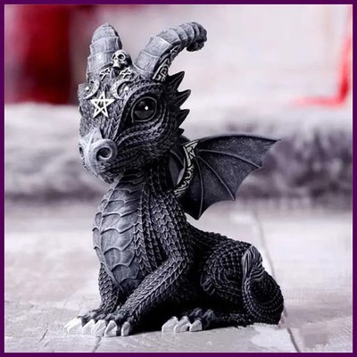 Halloween Magic Black Dragon Griffin Unicorn Mysterious Witches Statue Home