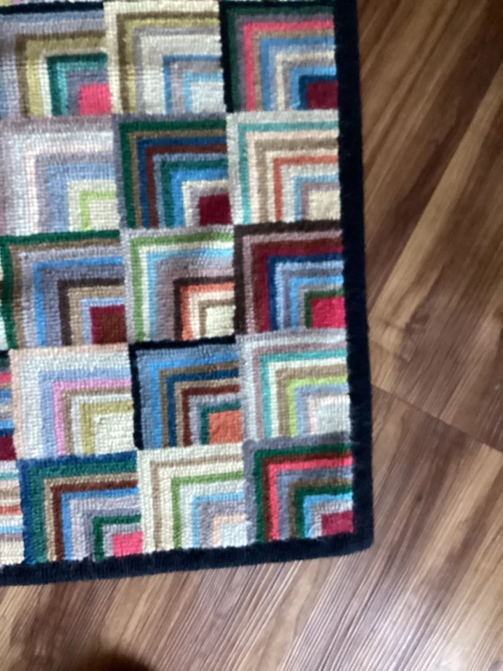 Vintage Claire Murray Handhooked Wool Washable Rug 25”x36” Colorblock - Image 2 of 4