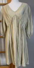 H&M Crinkly Mini Dress Sz L Taupe Balloon Sle...